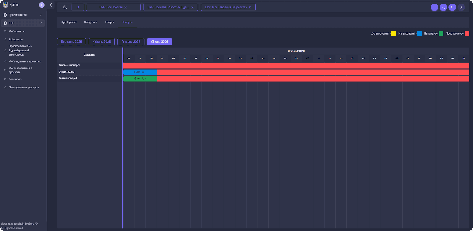 ERP System interface view